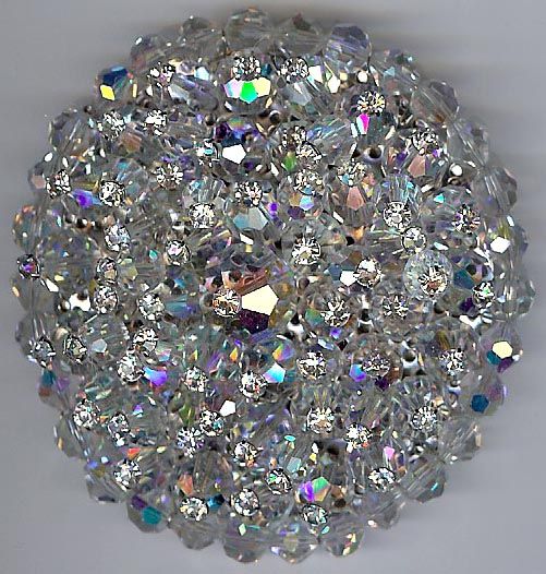 HUGE VINTAGE DAZZLER GLASS & CRYSTAL RHINESTONE PIN  