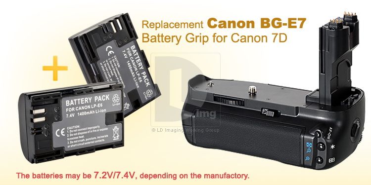 Battery Grip for Canon 7D BG E7 + 2 x Decoded LP E6 B4B  