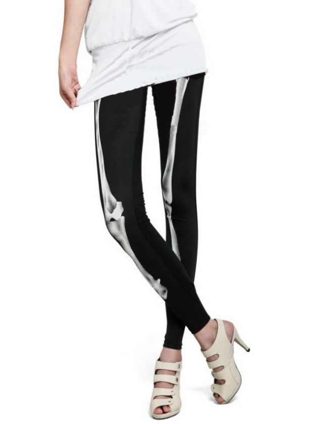 Lady Women Rock Punk Bones Leggings Tights Pants  