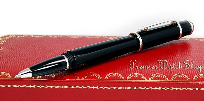 NEW DIABOLO DE CARTIER PLATINUM / BLACK ST180011 ROLLER BALL PEN 