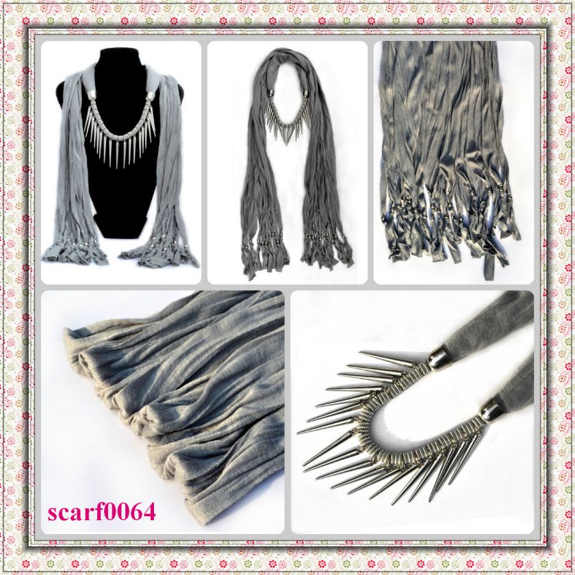 NEW fashion jewelry womens gray cotton scarves Wrap scarf pendant 