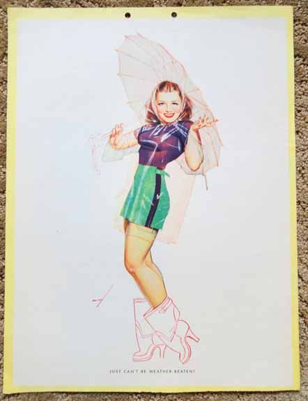 Pin Up Petty Art Sexy Girl In Rain Coat  