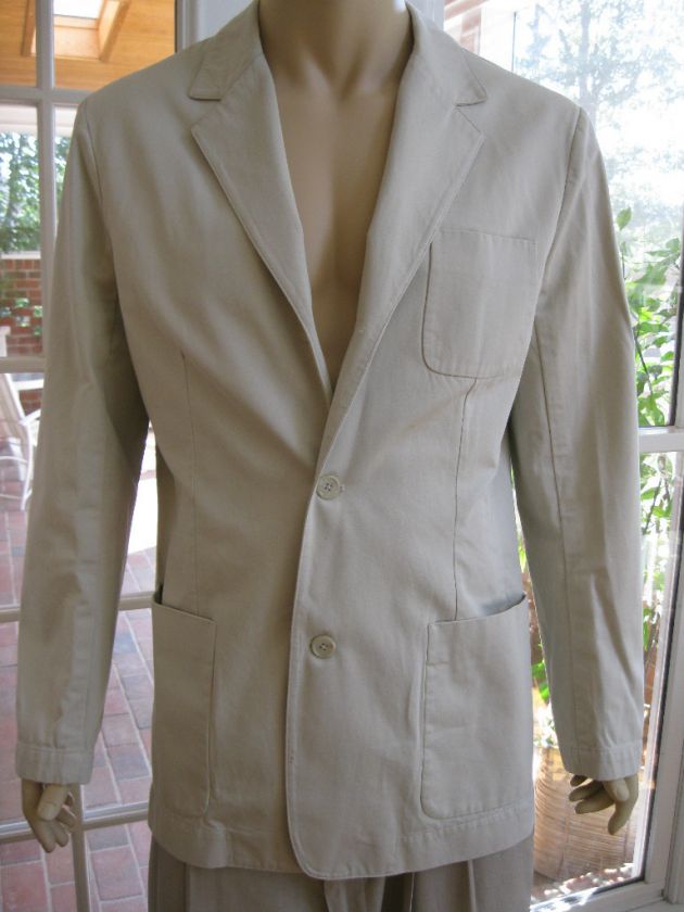 GENE MEYER LIGHT KHAKI COTTON BLAZER SIZE L  