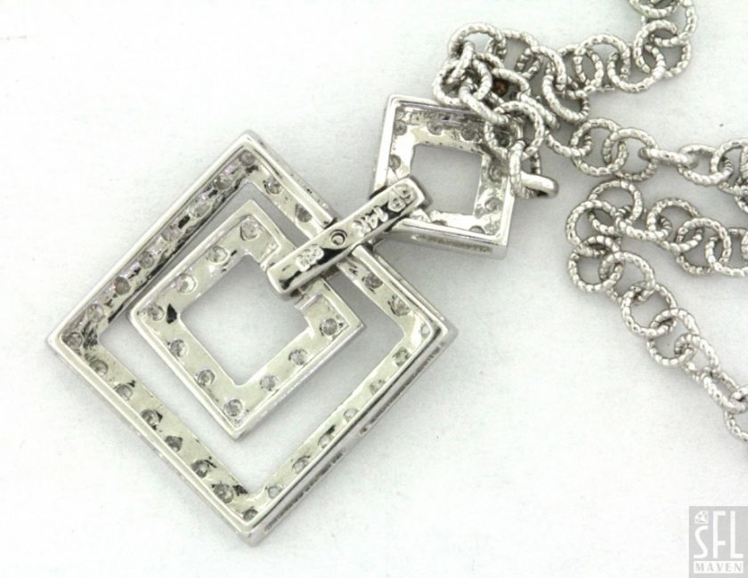   .50CT DIAMOND SQUARE PENDANT ITALIAN DESIGNER CHAIN NECKLACE  