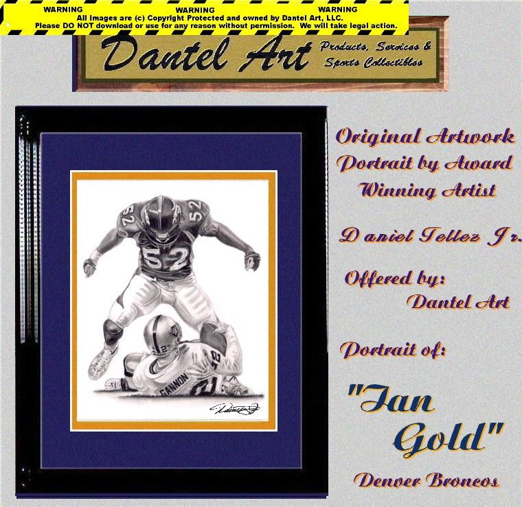 IAN GOLD SACK LITHOGRAPH POSTER PRINT IN BRONCOS JERSEY  