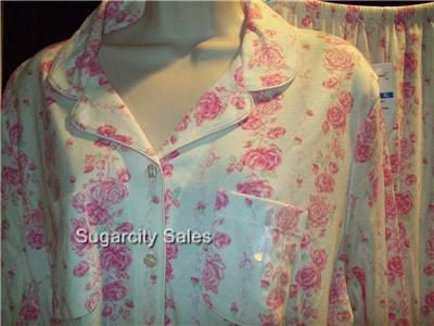 NWT KAREN NEUBURGER LONG SLEEVE PINK LADY ROSE PRINT PAJAMAS PJ SET 