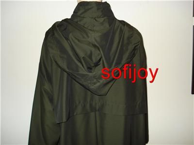   DESERT RAINCOAT forest green olive coat/jacket/top w/hood  