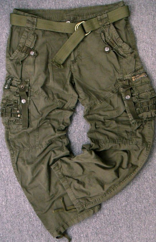 BNWT MENS MILITARY STYLE CARGO PANTS W/BELT (7 COLORS)  