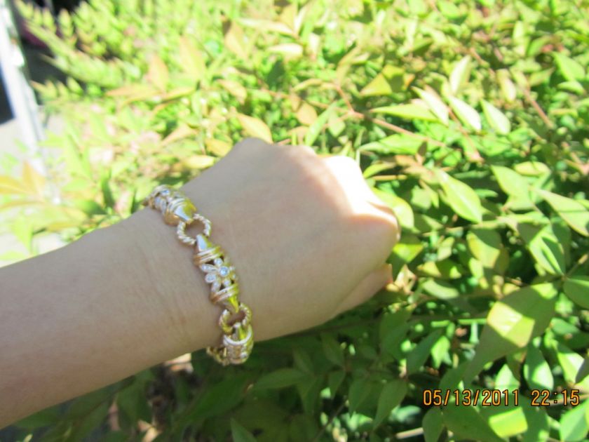   SI1Diamond Ladies Big bracelet 18k YG 49g Floral Heavy Designer  