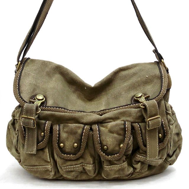   Military Shoulder Messenger Canvas Bag European School Bag Hobo Tote