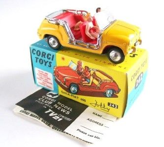 CORGI 242 GHIA FIAT 600 JOLLY, YELLOW, 1966, VERY RARE, MIB  