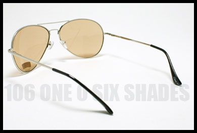 BROWN LENS Classic Aviator Sunglasses Retro Spring Hinge SILVER Metal 