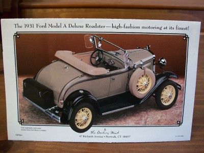 1931 Ford Model A Deluxe Roadster Danbury Mint Brochure  