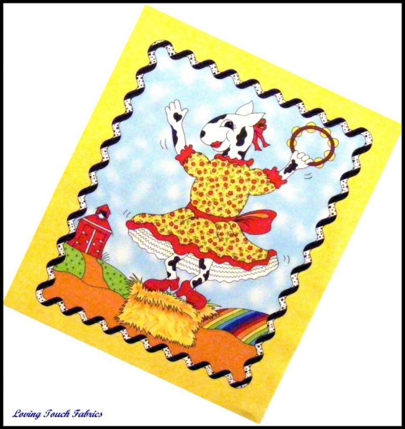 JUVENILE BARNYARD BOOGIE COW FABRIC PANEL 9X10 #F  