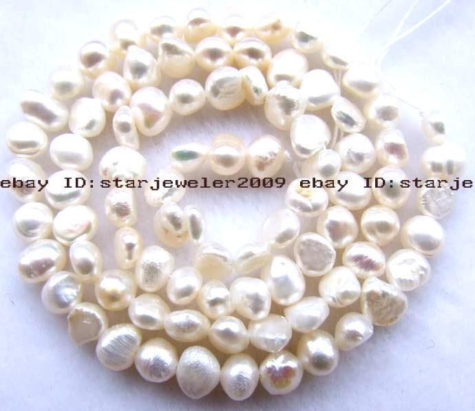   strands 5 6mm Freshwater Pearl Loose Beads 14 flat baroque gemston