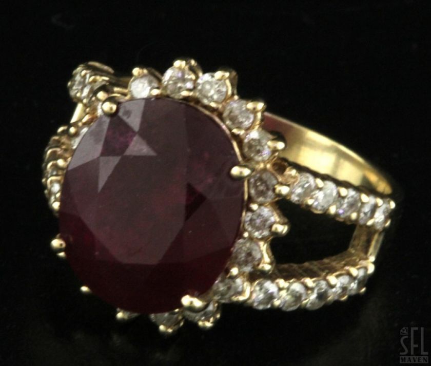 14K GOLD FANCY ELEGANT 8.20CTW DIAMOND/RUBY COCKTAIL RING SIZE 7.5 