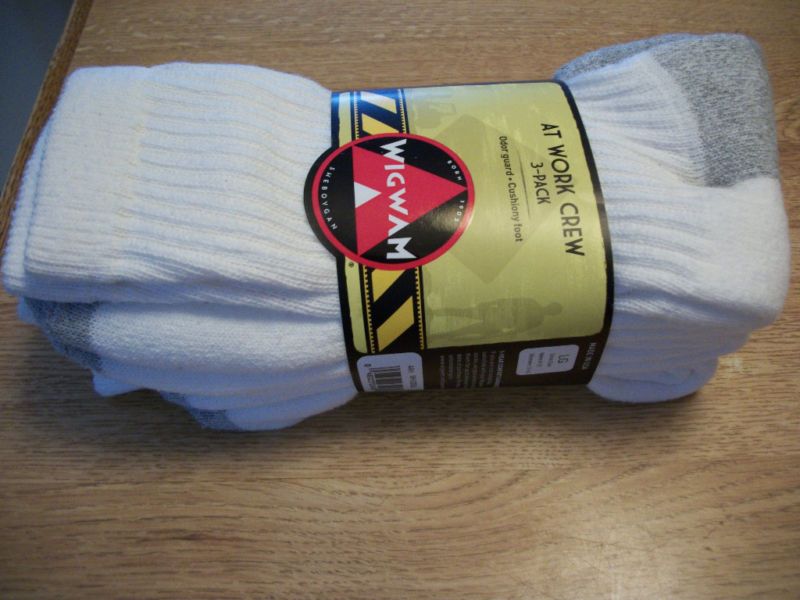 WIGWAM AT WORK CREW SOCKS 3PACK MADE IN USA LARGE OR XL  