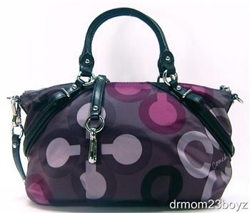 New NWT Coach Sophia Grey Purple Clover Signature Purse 15946  