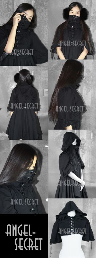 CP6, GOTHIC LOLITA PUNK HOODED CAPE JACKET turtleneck  