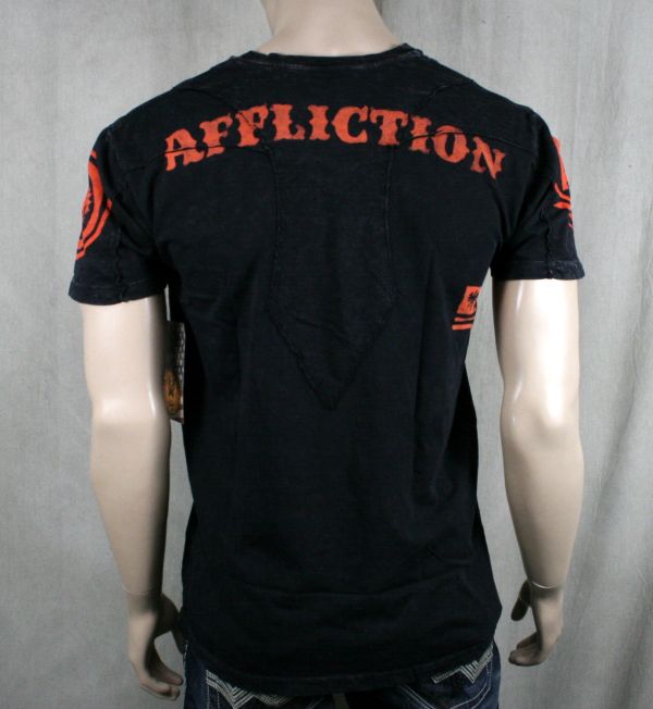   Mens T shirt BOLT paneled shirt American Customs orange  