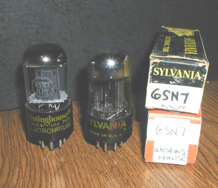 VINTAGE SYLVANIA WESTINGHOUSE 6SN7 MATCHED PAIR VACUUM TUBES TESTED 