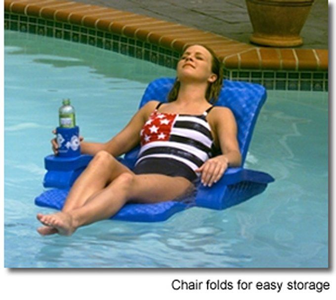 NEW Unsinkable Swimming Pool Floating Chair Foam Blue 016686882281 