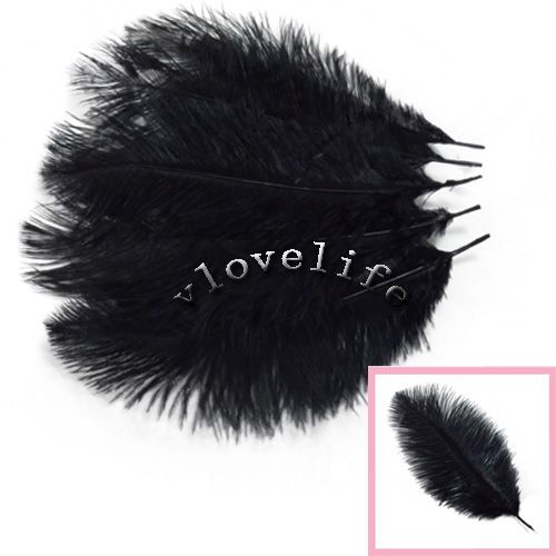 50PCS Black Ostrich Feathers approx 10 12 25cm 30cm Wedding Party 