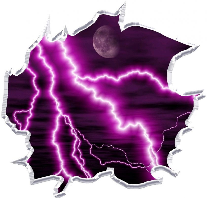 Vinyl graphic decal Ripped purple lightning race car  