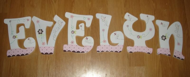 CUSTOM NURSERY WOODEN WALL LETTERS W/ CARTERS LOVE BUG  