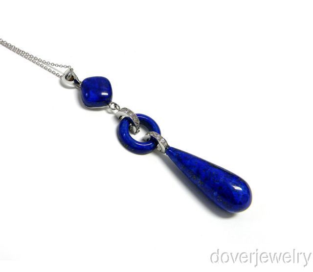 Lapis Sterling Sliver Heavy Dangling Long Pendant NR  