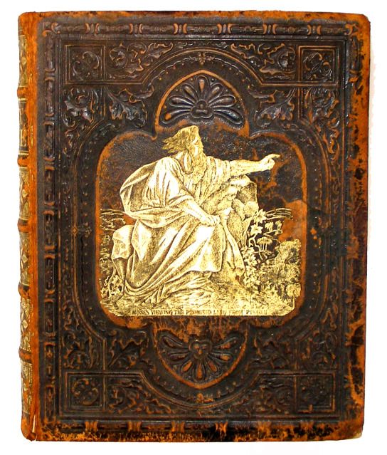 ANTIQUE BIBLE, PHILADELPHIA 1874, LEATHER, HARDING, ILLUSTRATED, 6 