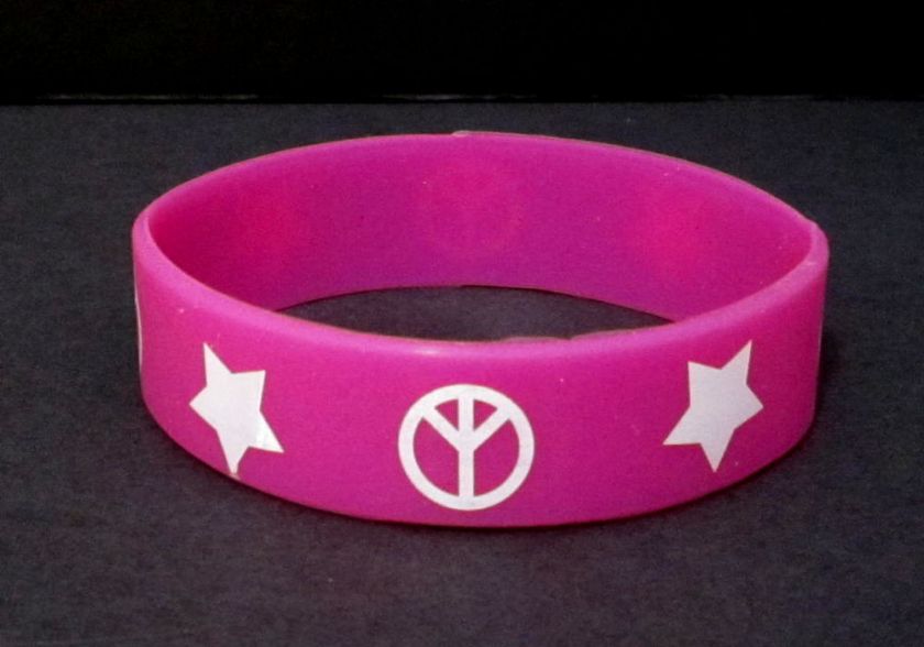 Peace Sign Silicone Wristband Bracelet Rubber Fashion  