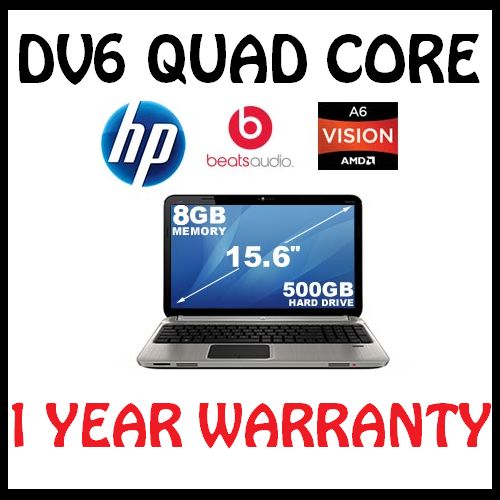 HP DV6 A6 3400M QUAD CORE★500GB HD★8GB RAM★Beats HDMI Laptop 