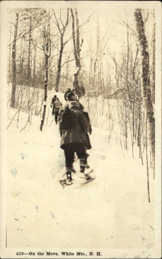 Snowshoeing Snowshoes White Mountains NH Shorey Studio Real Photo 