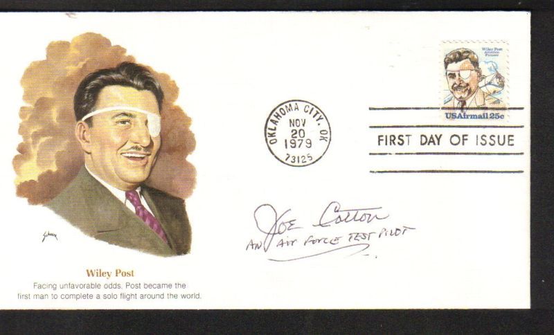 15 drop pilot Joe Cotton signed FDC test pilot  