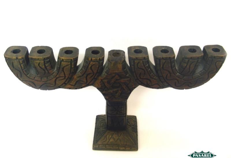 Rare Hand Carved Wood Hanukkah Lamp Menorah Haiti 1950s  