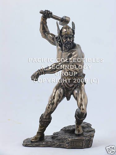 VIKING NORSE GOD THOR LIGHTNING HAMMER STATUE FIGURINE  