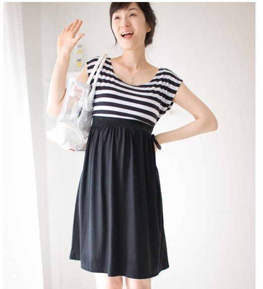 New Maternity dress stripe elegant stylish 2002  