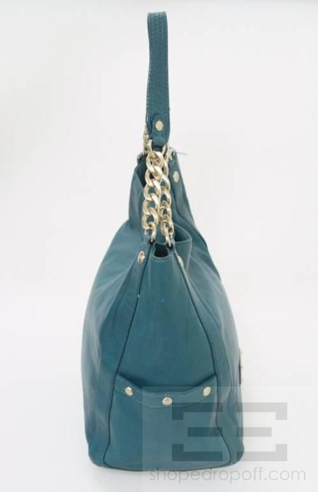 Michael Michael Kors Teal Leather Chain Strap Hobo Bag  