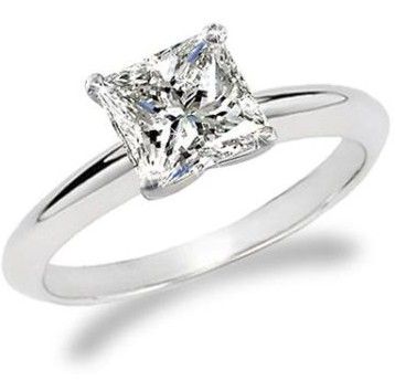   STERLING SILVER PRINCESS SQUARE CUT CZ ENGAGEMENT WEDDING RING  