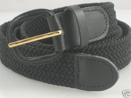 Quality Mens BLACK Braided Elastic Stretch Belt 34   36  