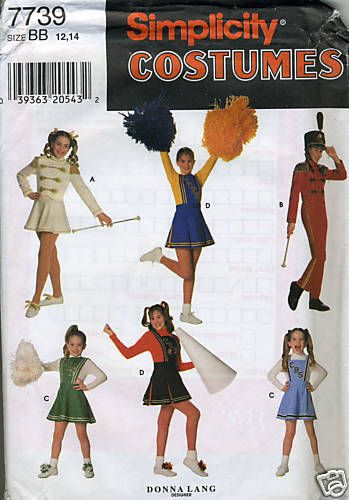   Size 12 14 Cheerleader Costume Sewing Pattern Simplicity 7739  