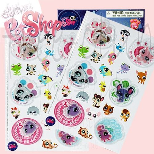 LITTLEST PET SHOP Floating Bubble Sticker Decal (44pc)  