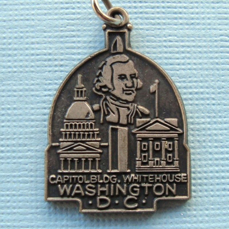 Vintage Silver Landmark Charm*WASHINGTON D.C. STATE MAP  