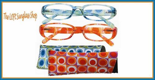 Funky Reading Glasses w/Case Two Colors Six Powers r527  