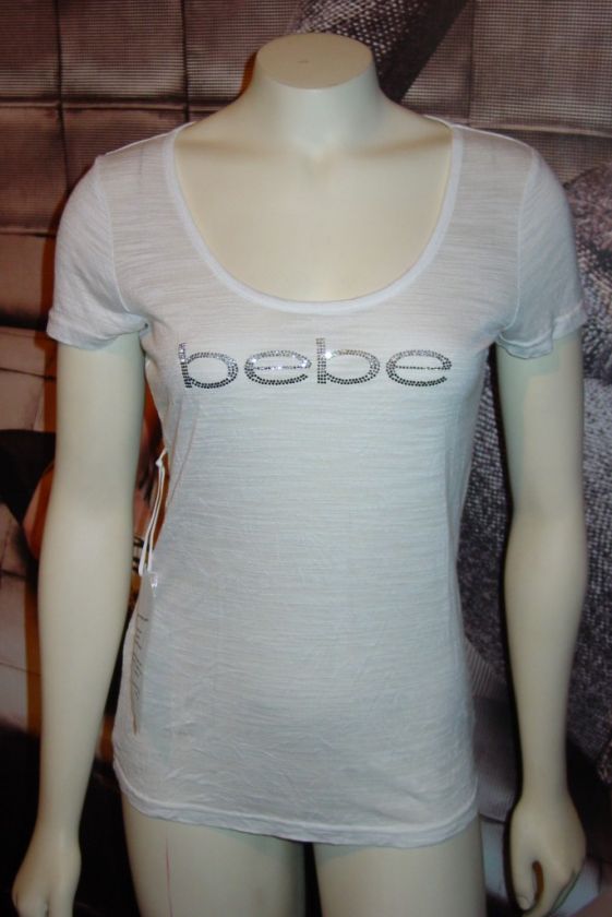 BIG SALE PRICES *xs*s*m*l* BEBE LOGO tee shirt top *white* tons to 