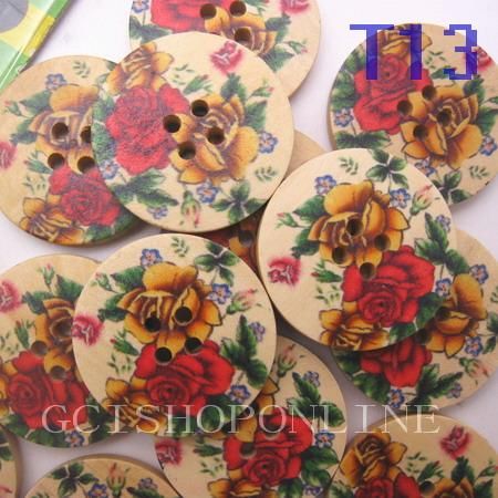 30 500pcs Pattern Wood Buttons 30mm Craft Sewing m  