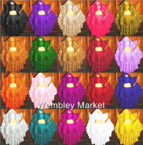 13 Yard Satin 4 Tier Skirt Top Veil BellyDance 29 Color  