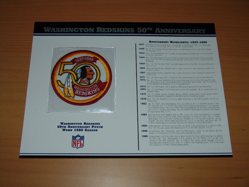 Washington Redskins 50th Anniversary Patch   NEW  