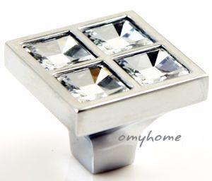 Clear Square Cabinet Drawer Crystal Glass Knob knobs  